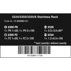 Wera 032063 Zestaw wkrętaków ze stali nierdzewnej + wieszak