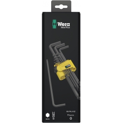 Wera 950/9 Hex-Plus Imperial 1 SB Zestaw kluczy trzpieniowych z kulką, BlackLaser, calowych, w opakowaniu z zawieszką