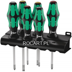 Wera 335/350/355/6 Zestaw wkrętakow Kraftform Lasertip + wieszak