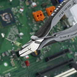 Knipex 77 82 130 ESD Szczypce tnące boczne dla elektroników ze złączem wsuwkowym