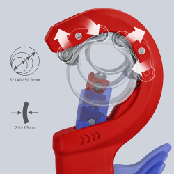 Knipex 90 23 02 BK DPT50 Obcinak do grubościennych rur z tworzyw sztucznych